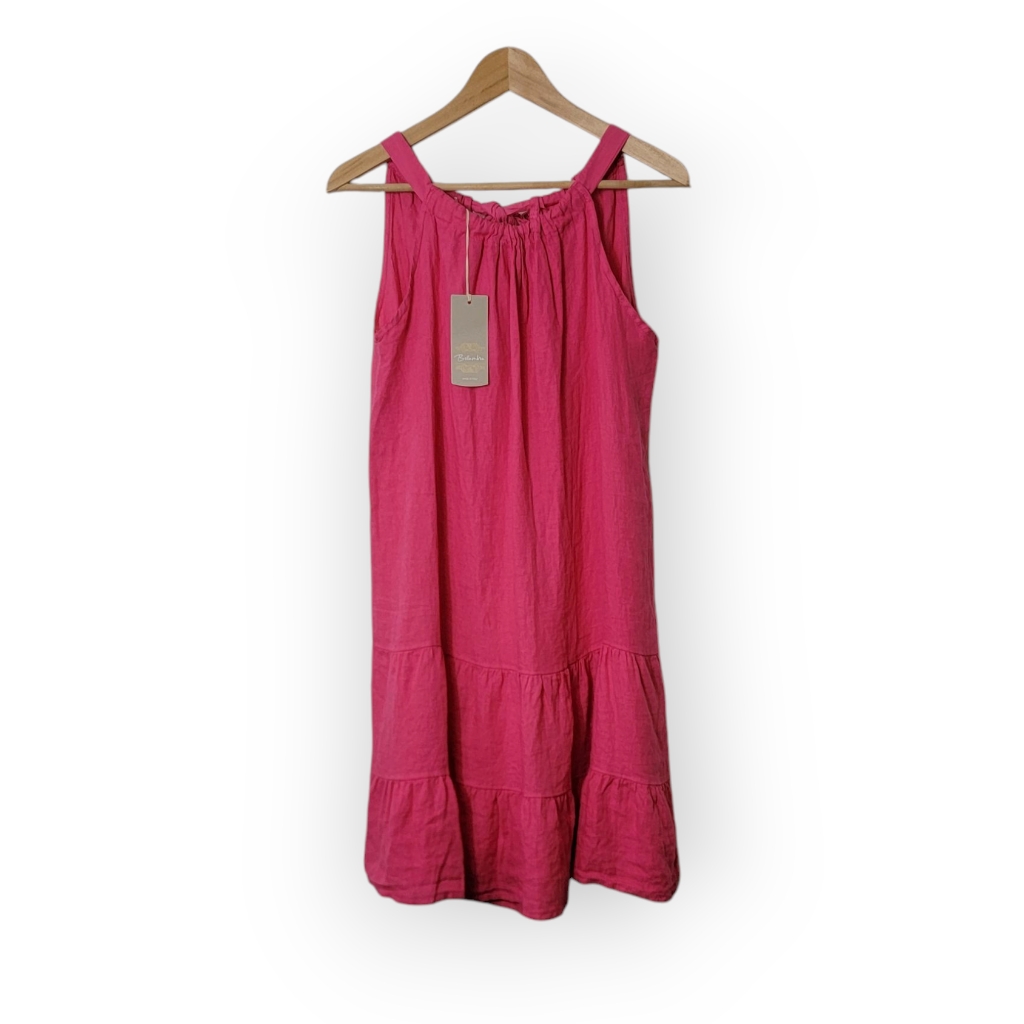 Nwt Bellambra 100% Linen Pink Sleeveless Dress Small Petite